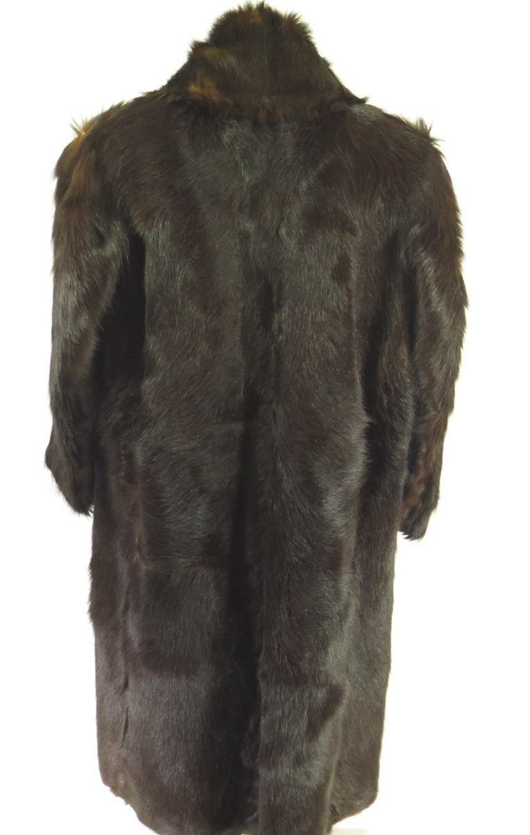Vintage 60s Glover Real Animal Fur Overcoat Coat 46 England Made Brown ...
