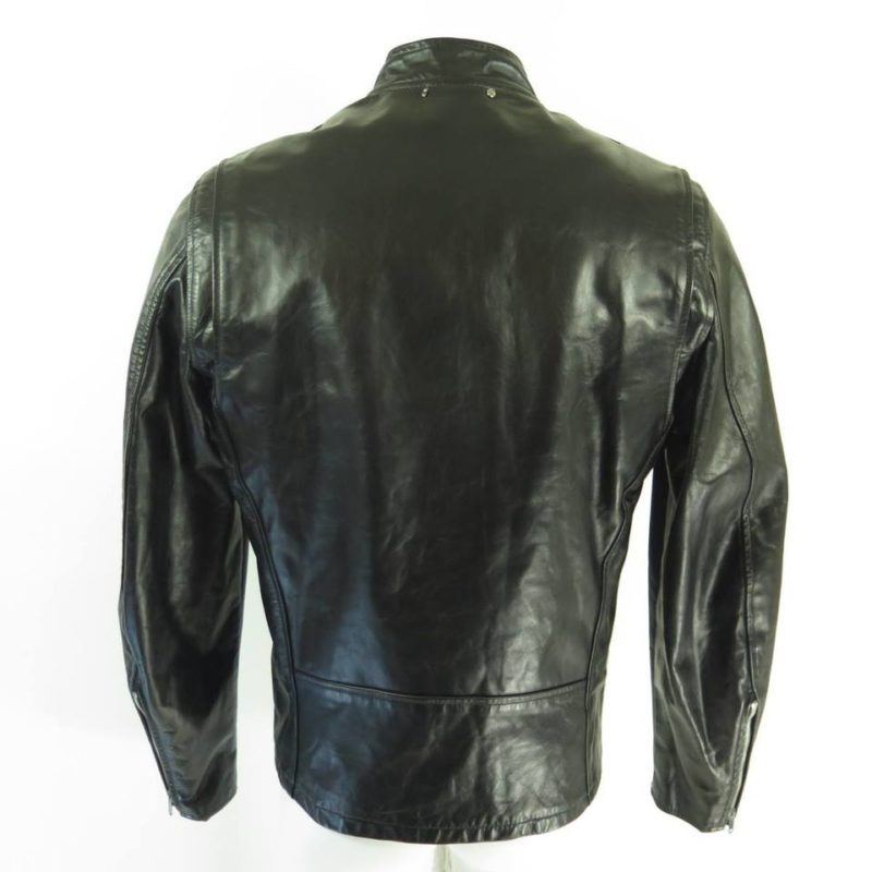 Vintage 60s Leather Jacket Mens 42 Long Motorcycle Biker Black Fidelity ...