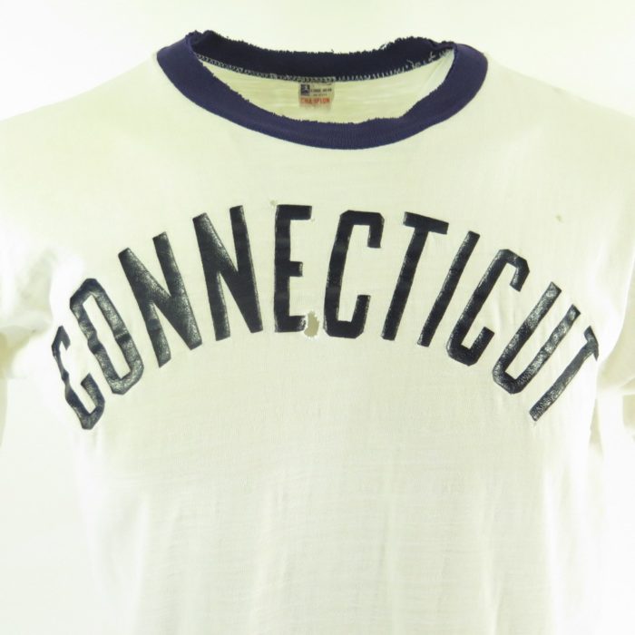 Vintage 50s Champion Running Man T-shirt Mens XL Connecticut White