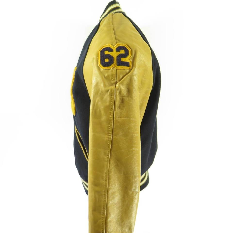 Vintage 70s Varsity S Patch Jacket Mens 42 Letterman Chenille Wool