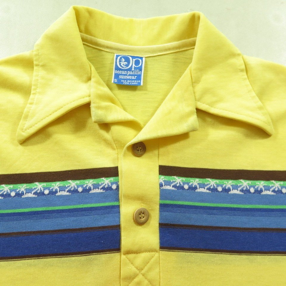 Vintage 80s OP Ocean Pacific Polo Shirt Small Retro Palm Trees