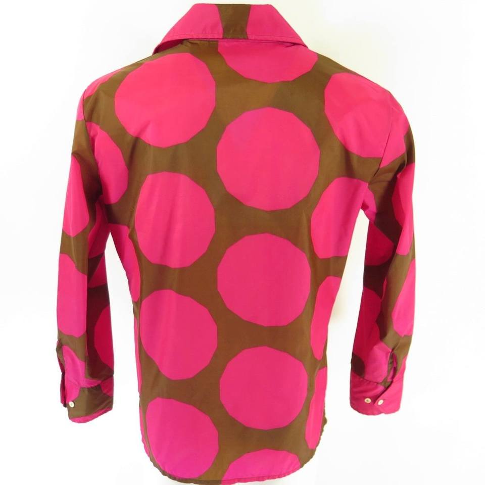 Vintage 70s Ski Shirt Mens L Pink Polka Dot Shell Skyr Retro Nylon | The  Clothing Vault