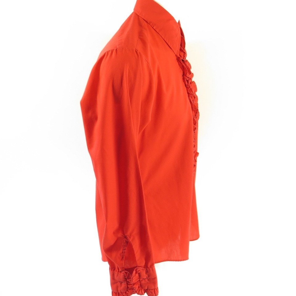 Vintage 70s Ruffle Tuxedo Shirt Mens 15-M Red Delton Formal Dress | The ...