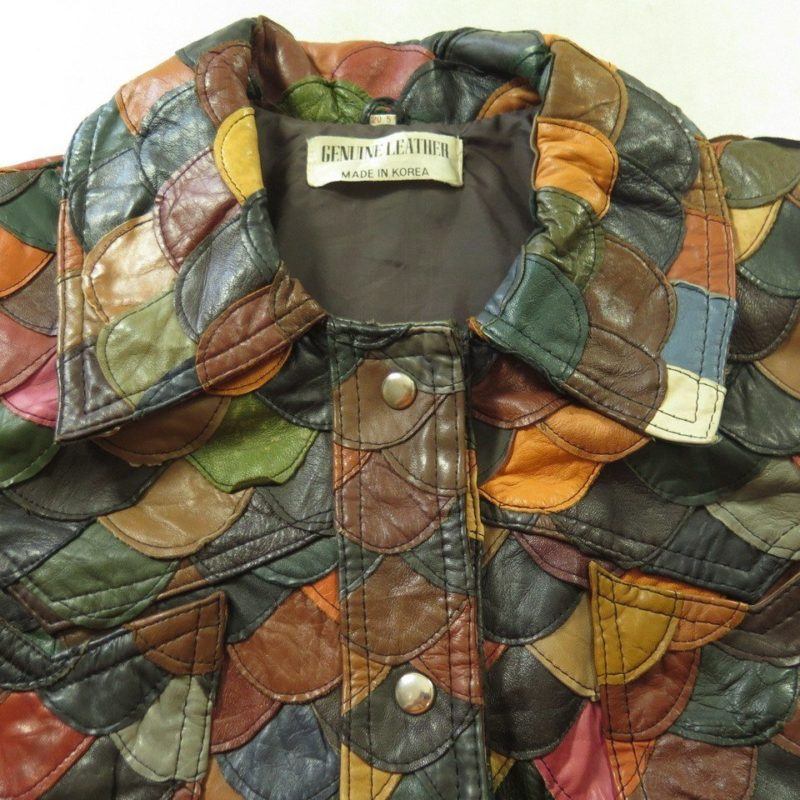 Vintage 60s Fish Scale Leather Jacket Womens 14 Patchwork Hippie | The ...