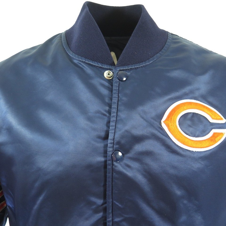 Vintage 80s Chicago Bears Starter Jacket Mens L Satin NFL Football Quilted  Liner