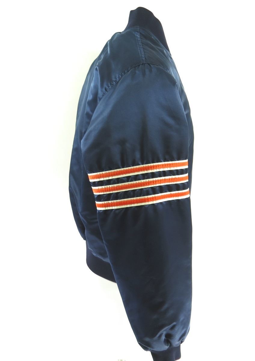 Chicago Bears Navy Blue Bomber Satin Jacket