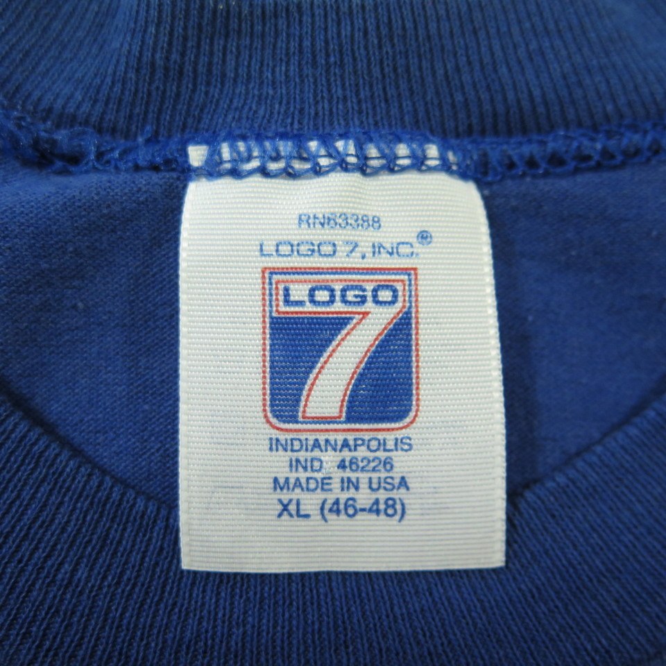 Vintage Chicago Cubs Logo 7 Pinstripe T-Shirt Size Large 1989 80s MLB