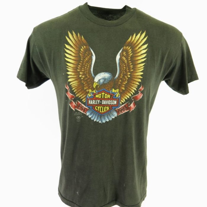 Vintage 80s 3D Emblem Harley Davidson T-shirt L Eagle Black