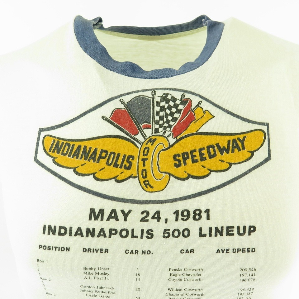 Vintage 80s Indy 500 TShirt Mens S 1981 Winners Racing Soft Thin