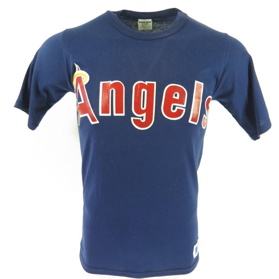 Vintage 80s Los Angeles Angels T-shirt Mens S Sand Knit MLB Baseball