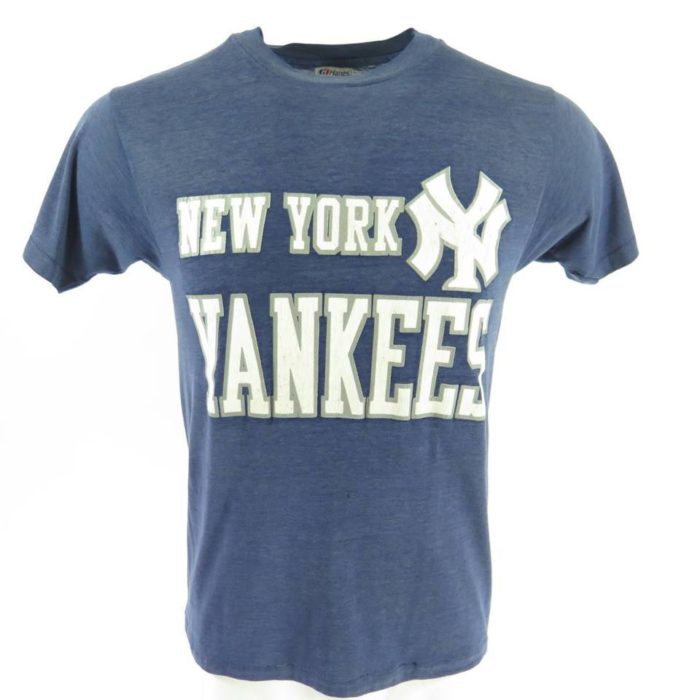Vintage 80s New York Yankees T-shirt Mens L Hanes 50/50 MLB