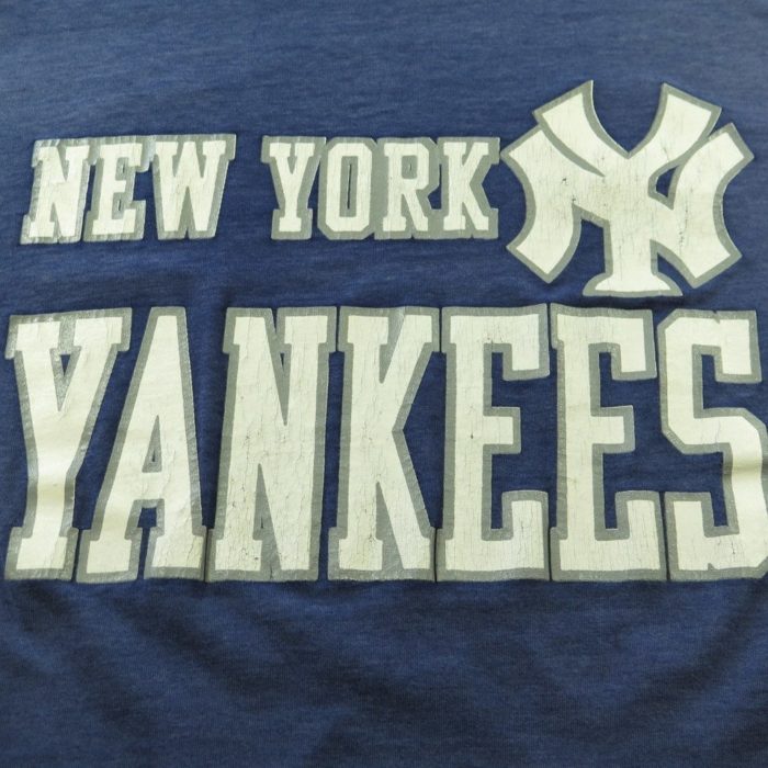 Vintage New York Yankees T Shirt Cotton Blue Hanes XL USA
