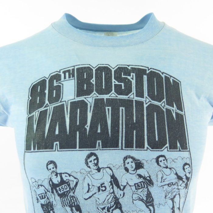 Vintage 80s Boston Marathon T-Shirt L Deadstock 1981 Soft Thin USA