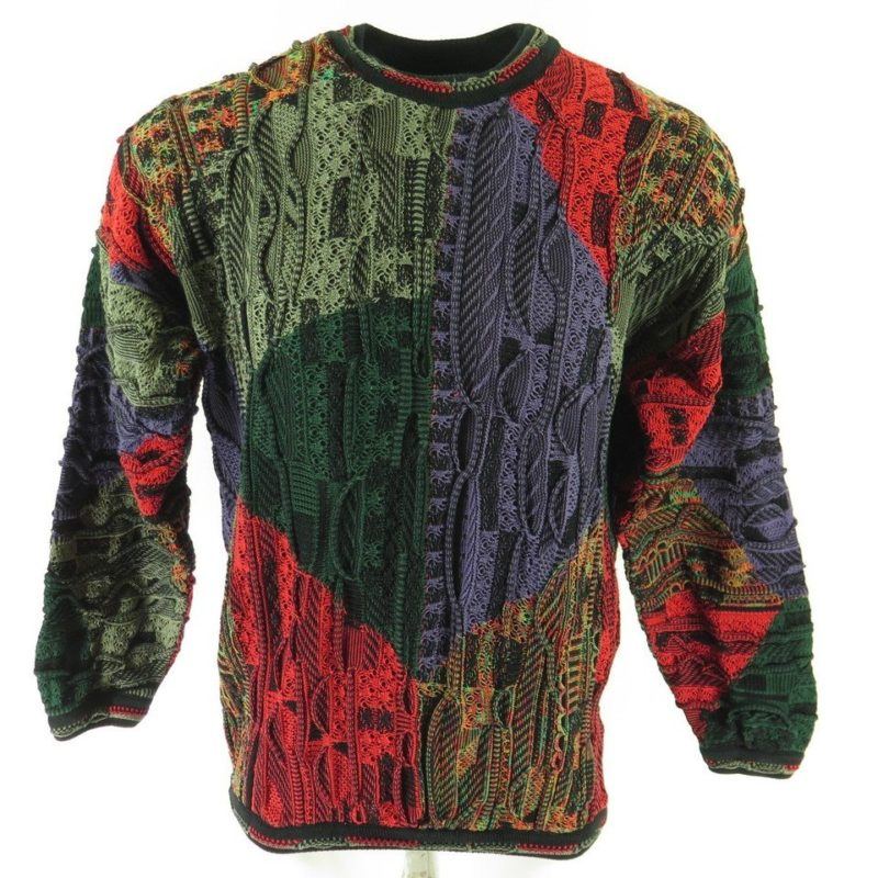 TUNDRA 3D Knit Sweater, Made in Canada, Men's Size Medium cotton red type Vintage Second Hand