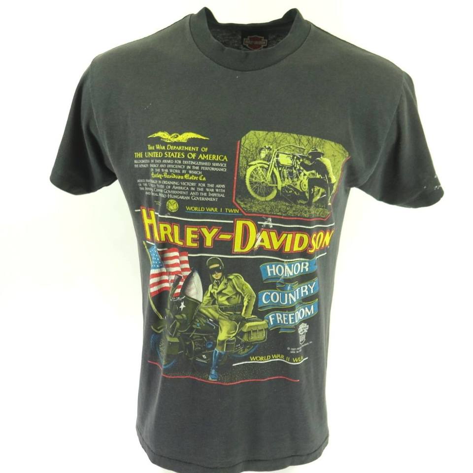 Vintage 1990s Black T-Shirt Size XL WI |Free Shipping to USA | Harley Davidson 95 Years Of Motorcycle History Graphic Tee New Berlin