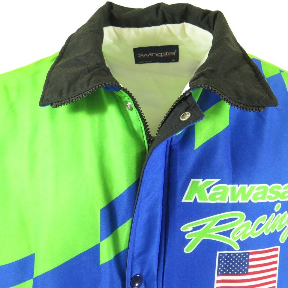 Vintage 90s Kawasaki Racing Jacket Mens L Deadstock Motorcycle