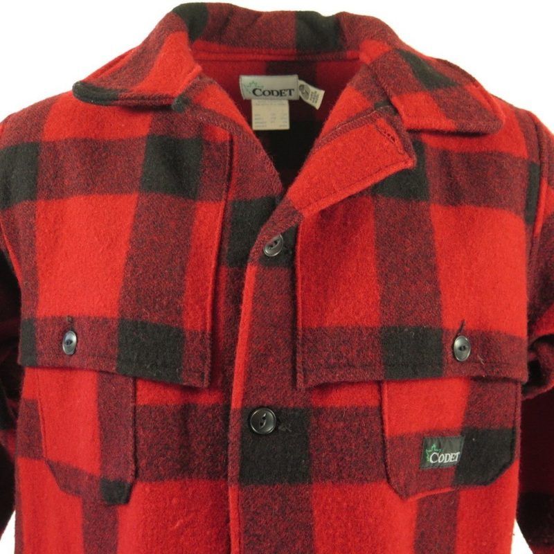 Vintage 80s Hunting Coat Jacket L Long Codet Buffalo Plaid D Pockets ...