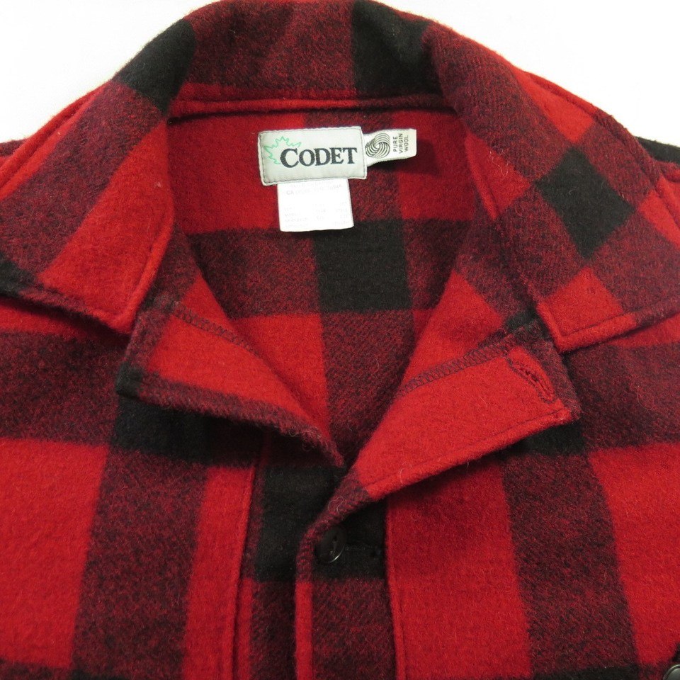 Vintage 80s Hunting Coat Jacket L Long Codet Buffalo Plaid D Pockets ...