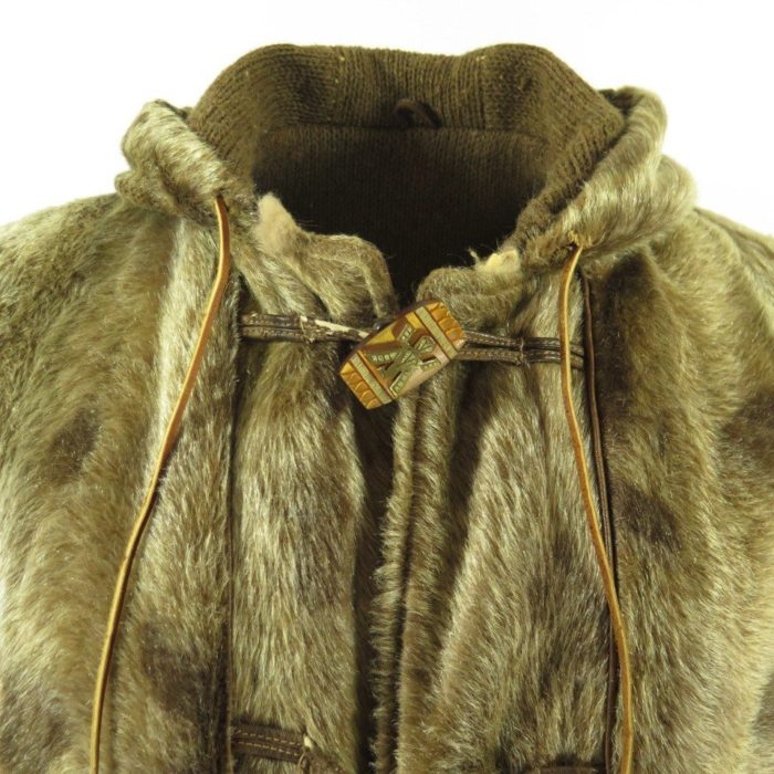 Vintage 70s Alaskan Faux Fur Coat Jacket 46 Robert Lewis Native