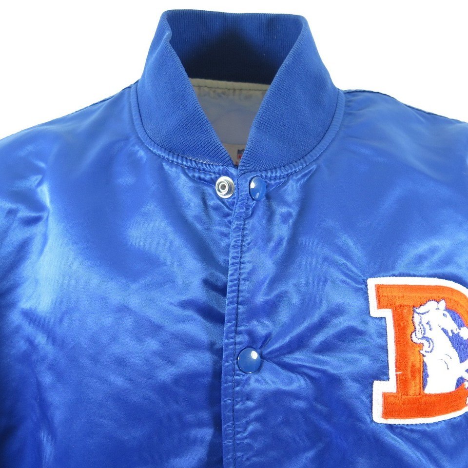 Satin Blue and Orange Denver Broncos Jacket - Jackets Masters