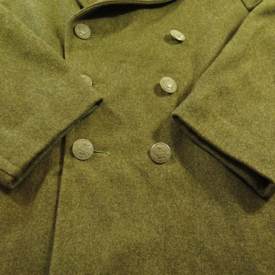 Vintage 40s WWII Overcoat 42 R Deadstock US Military Melton Wool Coat ...