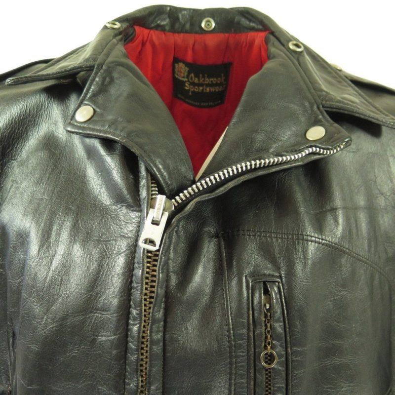 Vintage 50s Grease Biker Black Leather Jacket Large Oakbrook Quilted ...