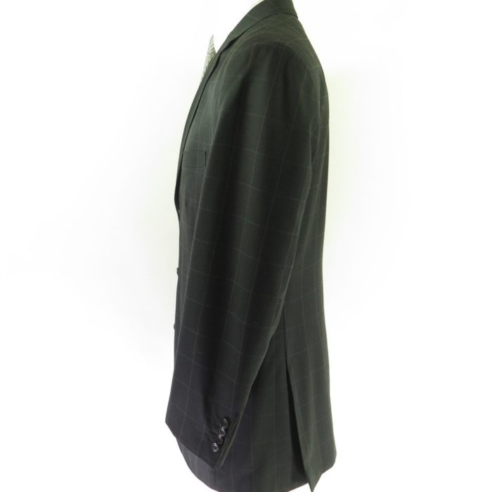 Plaid Black Wool Suit Jacket Men 42 Long Large Pants 34x30 Classic 3 ...