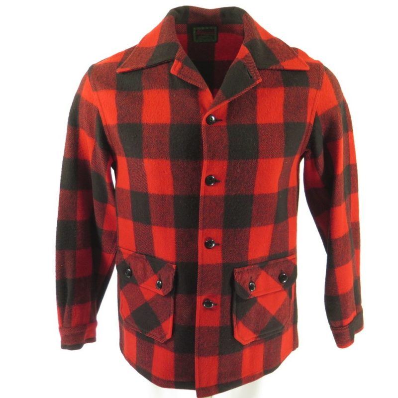 Vintage 50s Chippewa Jacket Mens M Red Black Buffalo Plaid Wool ...