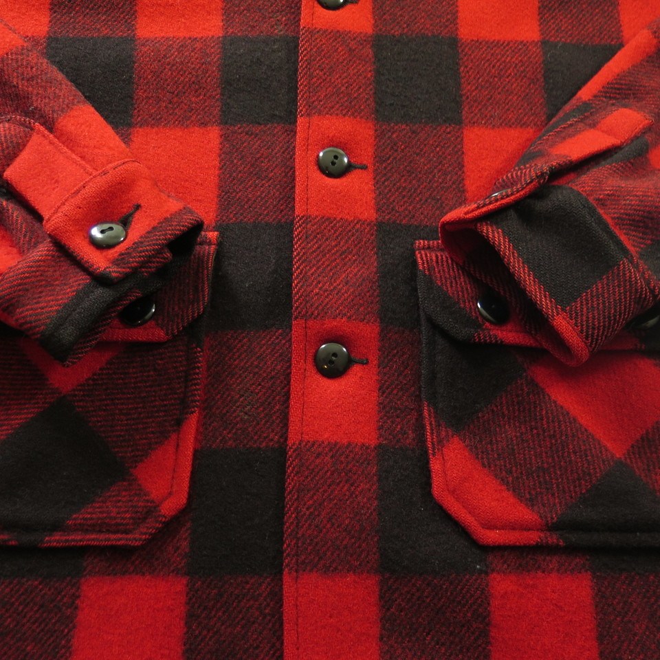 Vintage 50s Chippewa Jacket Mens M Red Black Buffalo Plaid Wool ...