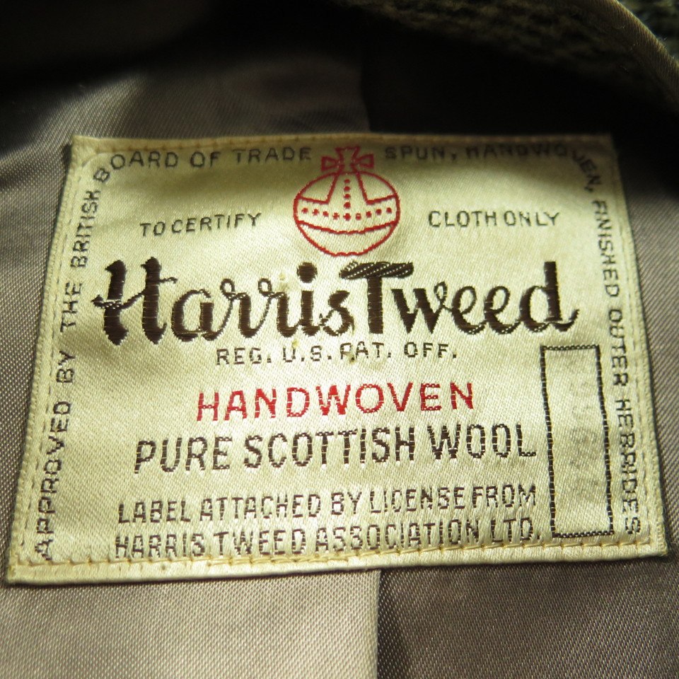 Vintage 50s Harris Tweed Overcoat Mens 44 Leather Knot Buttons Scottish ...