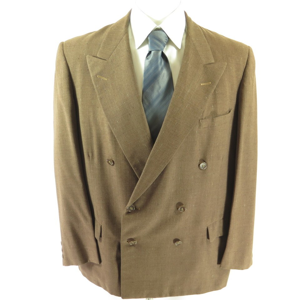 Vintage 50s Scotch Nubby Fleck Sport Coat Mens 44 Brown Peak Lapel