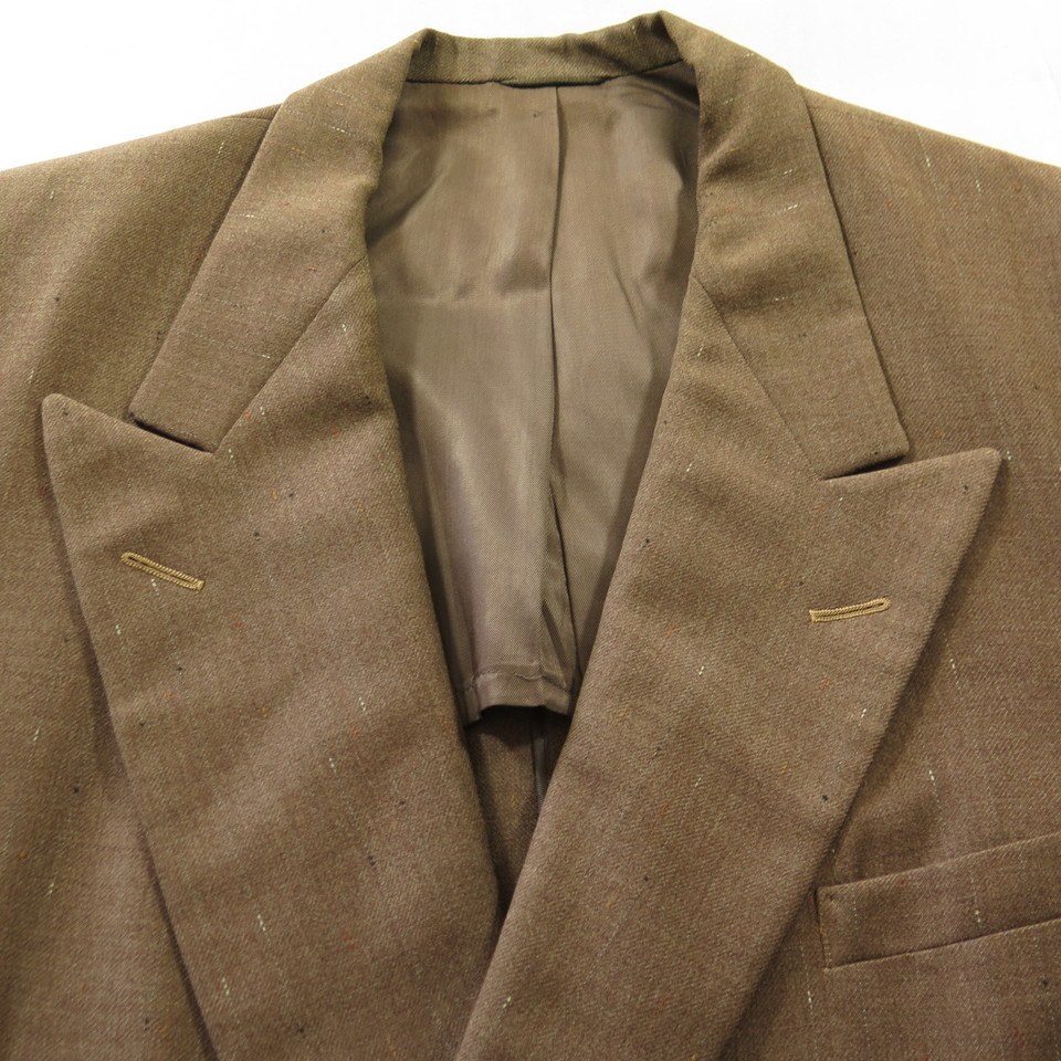 Vintage 50s Scotch Nubby Fleck Sport Coat Mens 44 Brown Peak Lapel ...