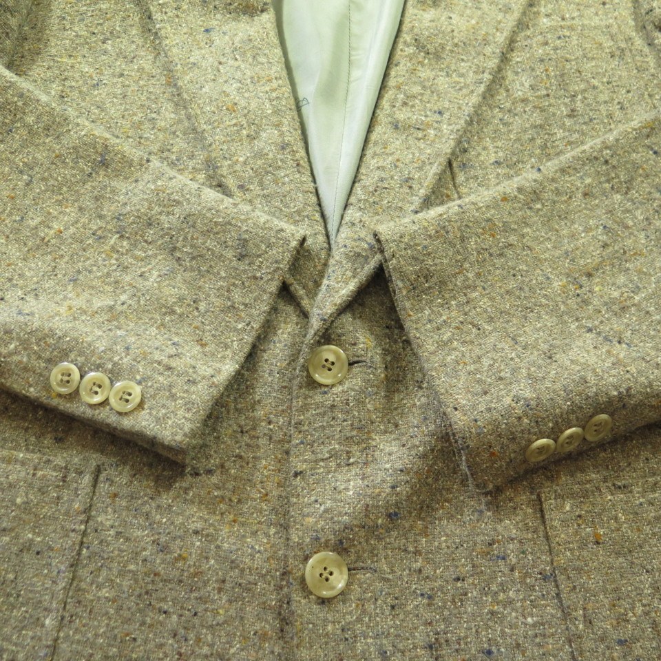 Vintage 60s Wool Suit Sport Coat 38 Long Pants 30 x 27 Nubby Fleck Slim ...