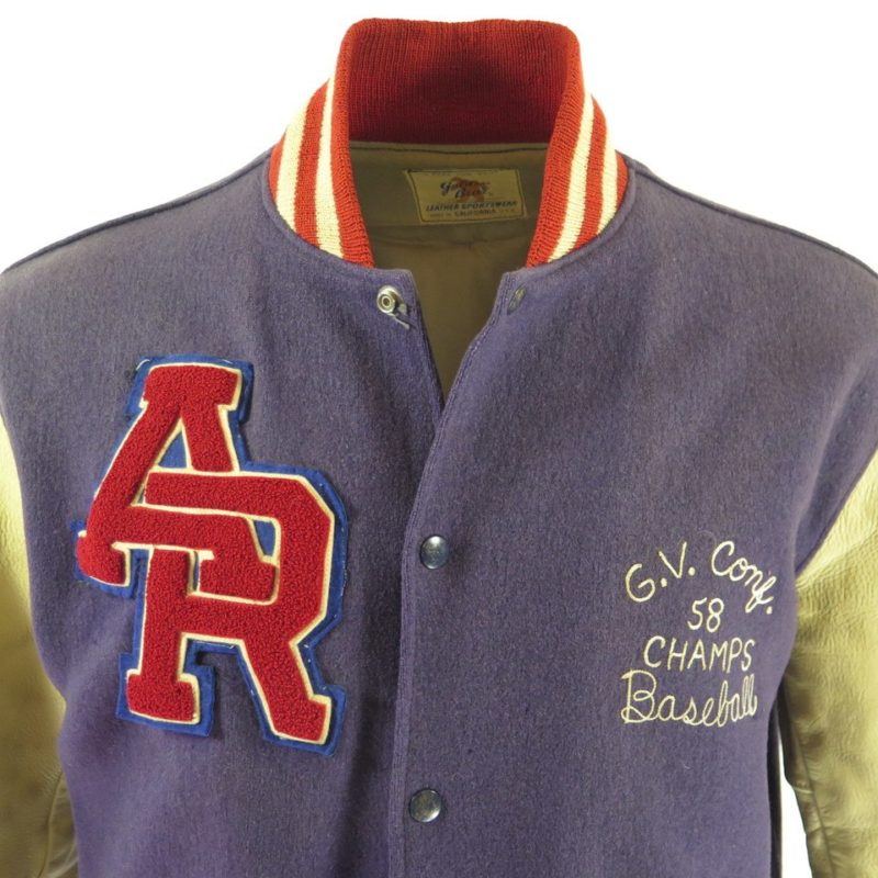 Vintage 50s Baseball Varsity Letterman Jacket L Golden Bear 1958 ...