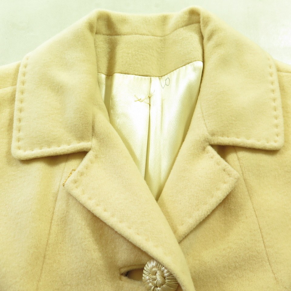 Vintage 60s 100 Cashmere Overcoat Coat Womens Xl Champagne Soft The