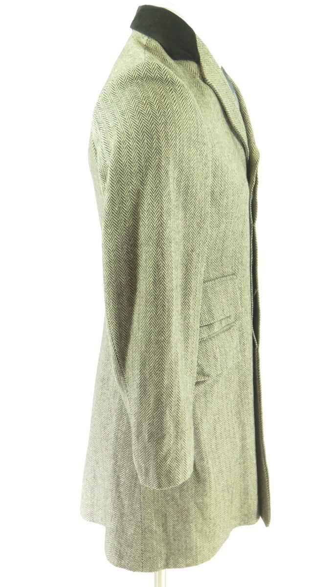 Vintage 60s Wool Tweed Overcoat Coat Medium Herringbone Bespoke Classic ...