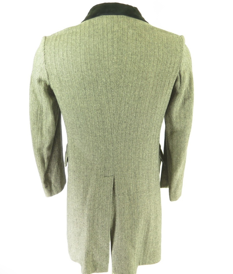 Vintage 60s Wool Tweed Overcoat Coat Medium Herringbone Bespoke Classic ...