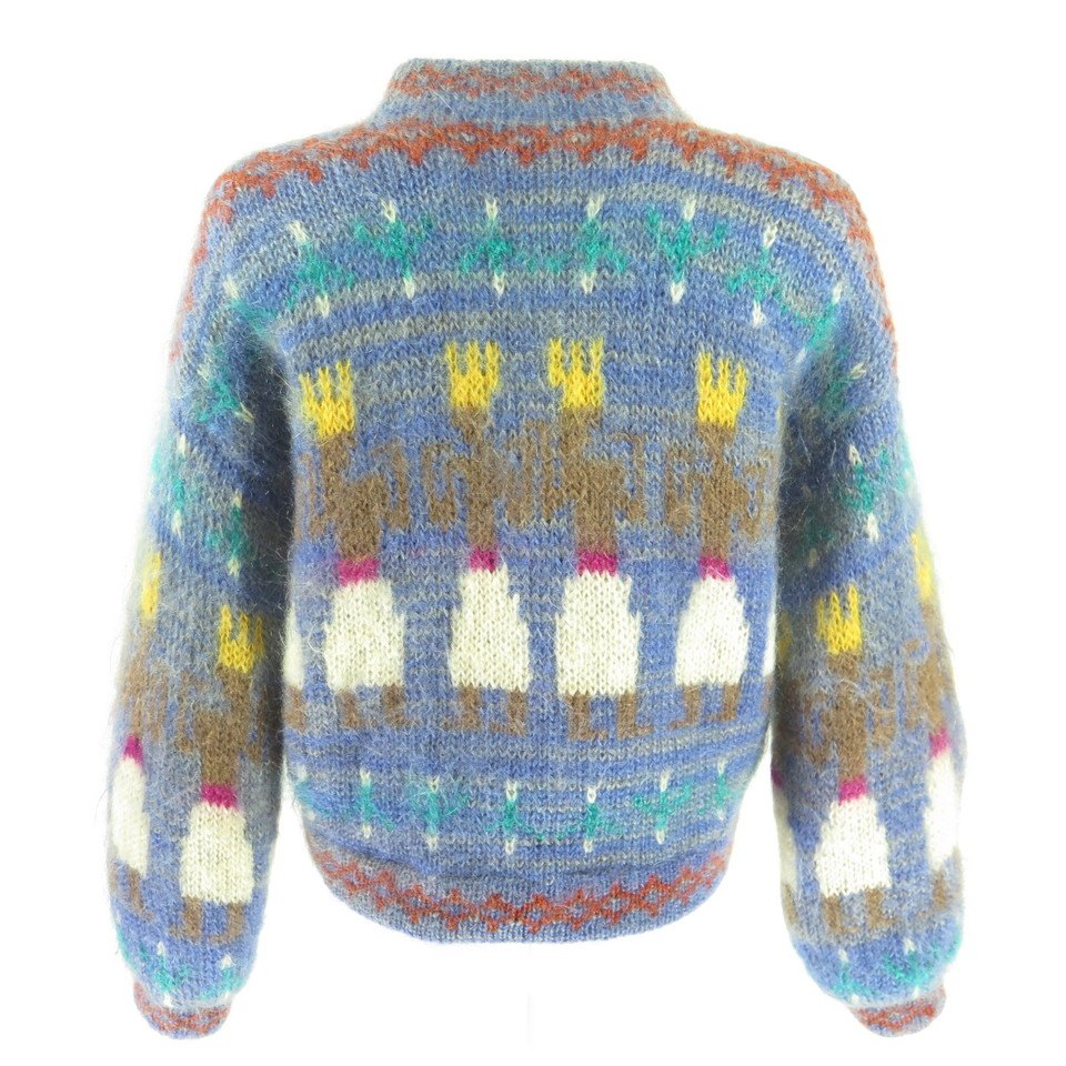 Vintage 60s Mohair Women's Hand Knit Cardigan Sweater Size
