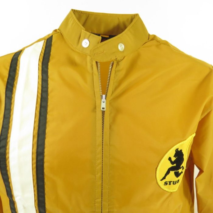 Vintage 60s Stud Racing Jacket Mens M Deadstock Stripes Yellow Nylon ...