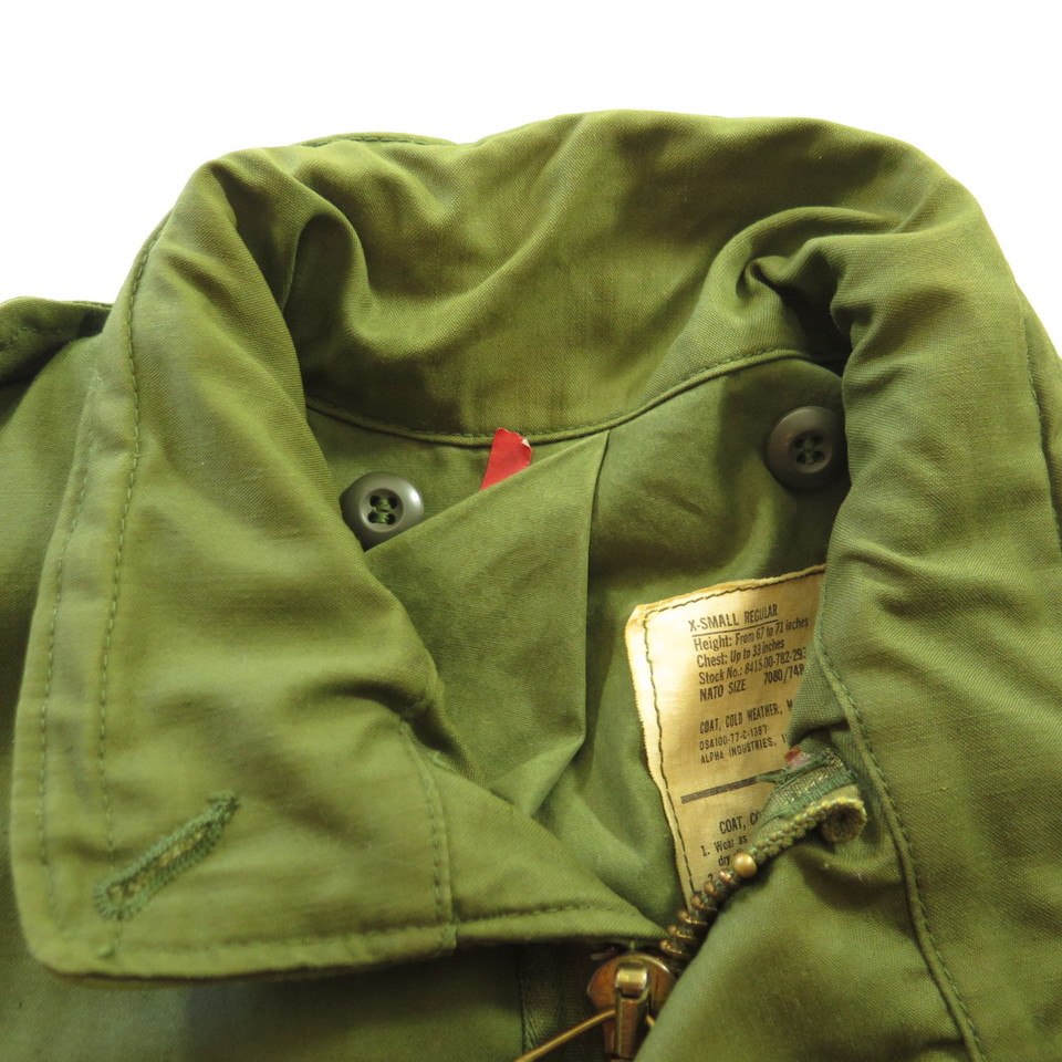 Vintage 70s Alpha Industries M-65 Field Jacket XS USAF Cotton Sateen Olive  Green | The Clothing Vault