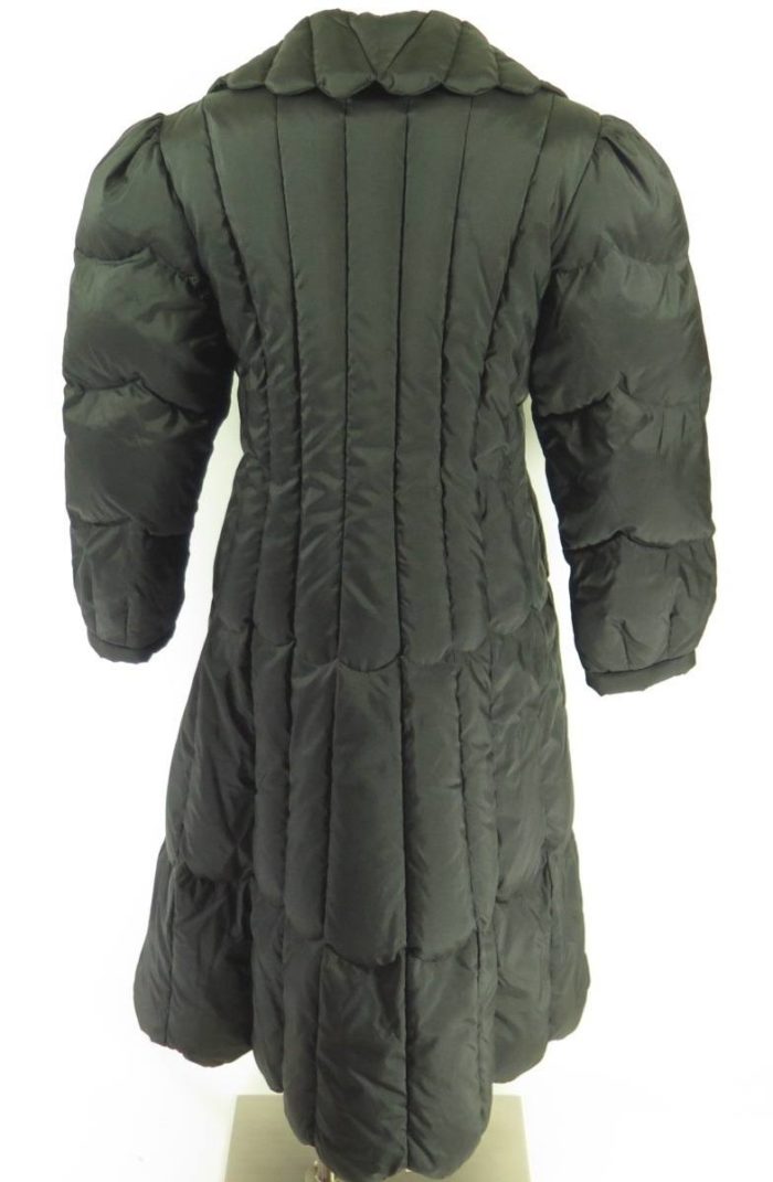Vintage 70s Down Coat Long Womens L Deadstock Overcoat Black Insulated ...