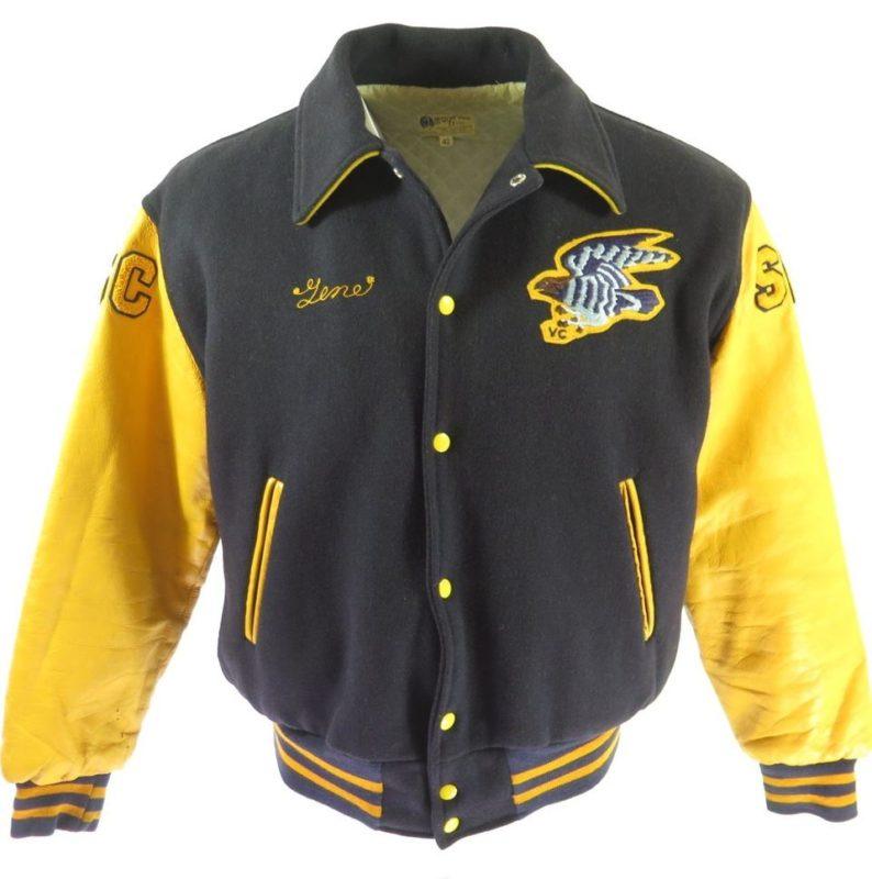 Vintage 70s P-Wing Varsity Letterman Jacket S Hewitt Mfg Falcon Leather ...