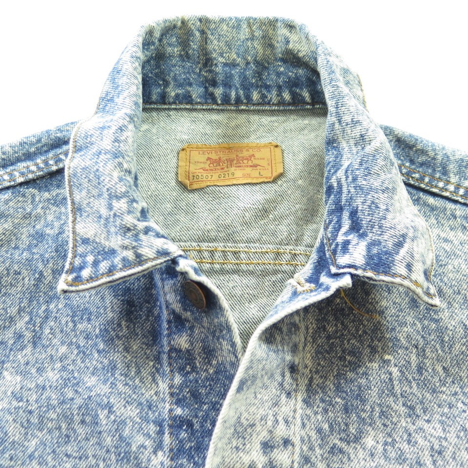 Vintage 80s Levis Acid Wash Denim Jacket L Luke Hemmings Trucker