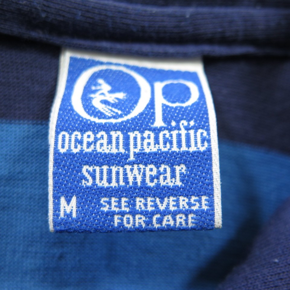 Vintage 80s Ocean Pacific Surf Polo Shirt M OP Striped Blue Skating ...