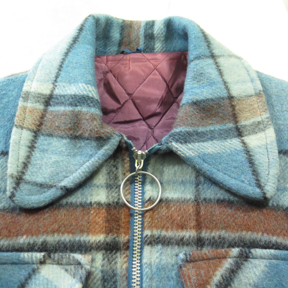 人気沸騰ブラドン Jacket Plaid 70s Vintage Womens Jr Sears Wool Zip Talon 13 ジャケット・アウター