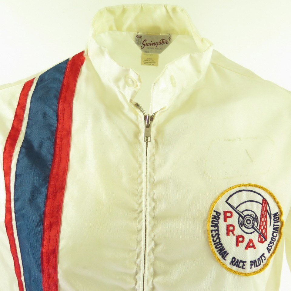 Vintage 70s Race Pilots Association Jacket Mens M Stripes Swingster ...