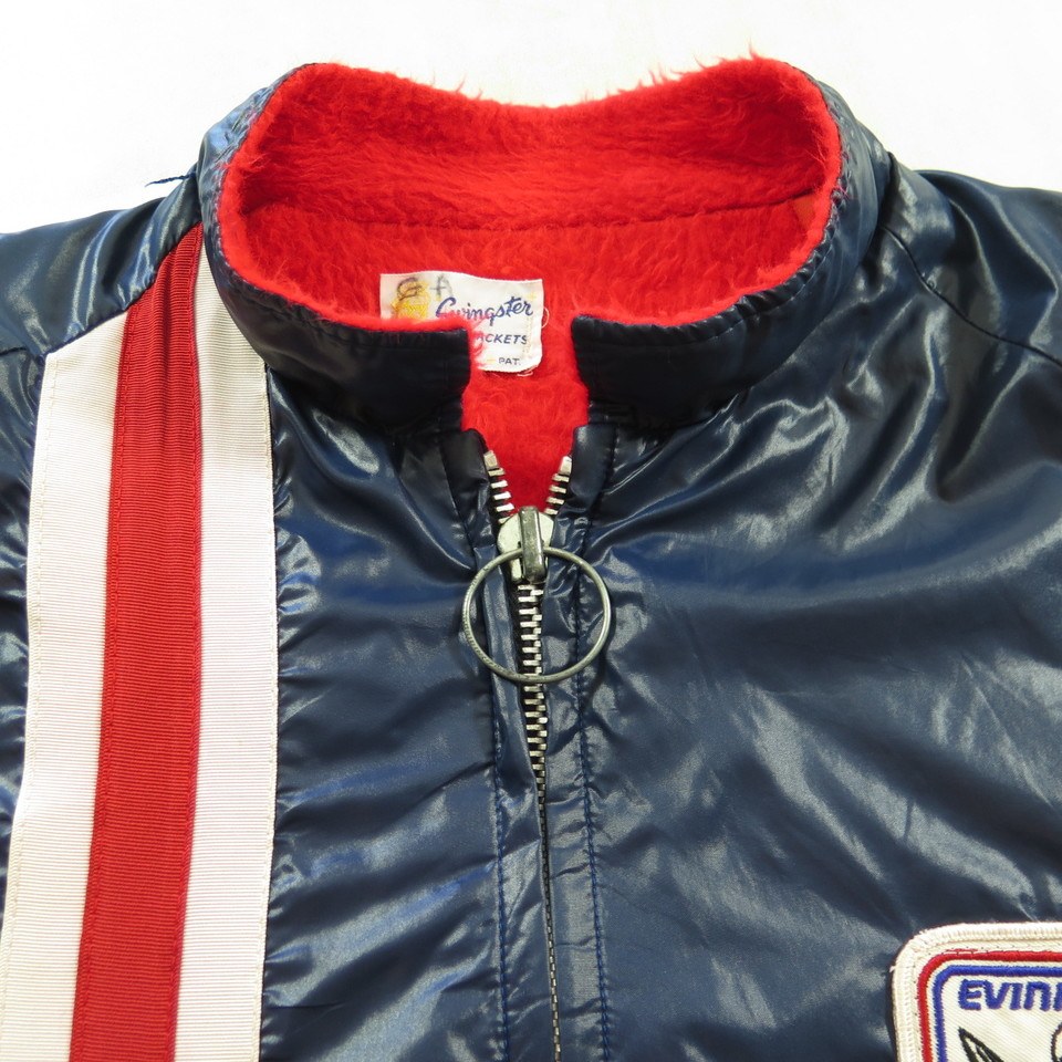 Vintage 70s Swingster Racing Jacket Mens XL Wet Look Evinrude Super ...