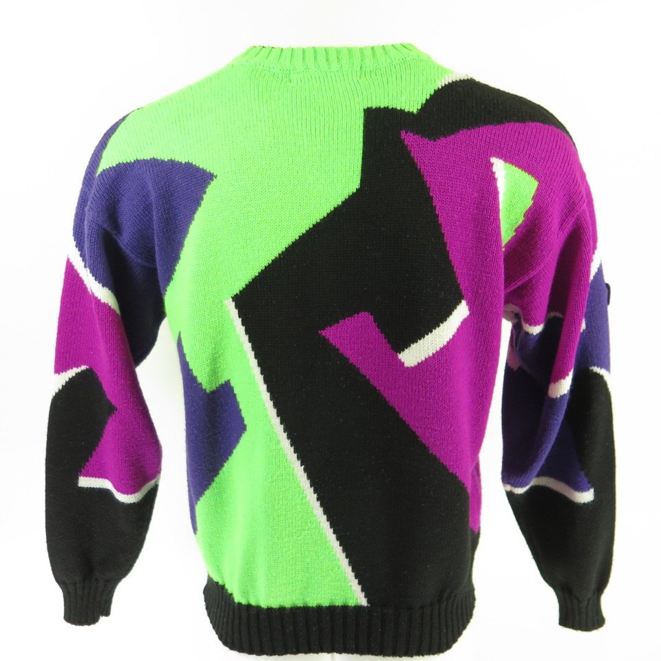 Vintage 80s Obermeyer Ski Sweater Medium Retro Skiing Neon Time Machine The Clothing Vault