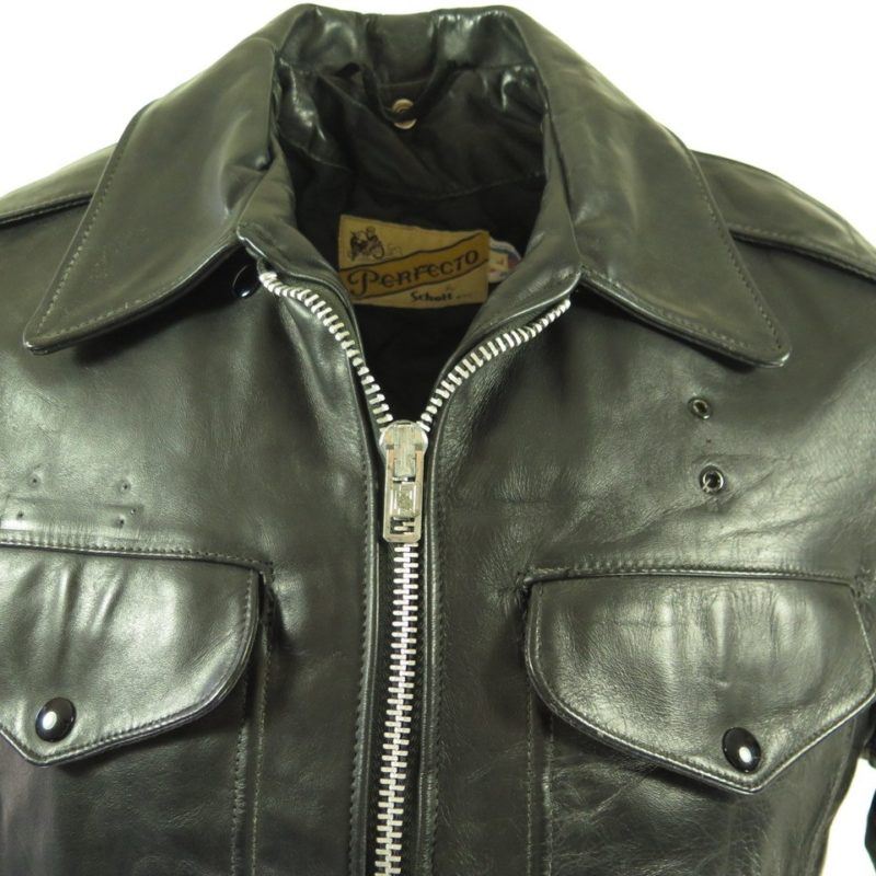 Vintage 80s Schott Police Motorcycle Jacket Mens 42 Biker Leather ...