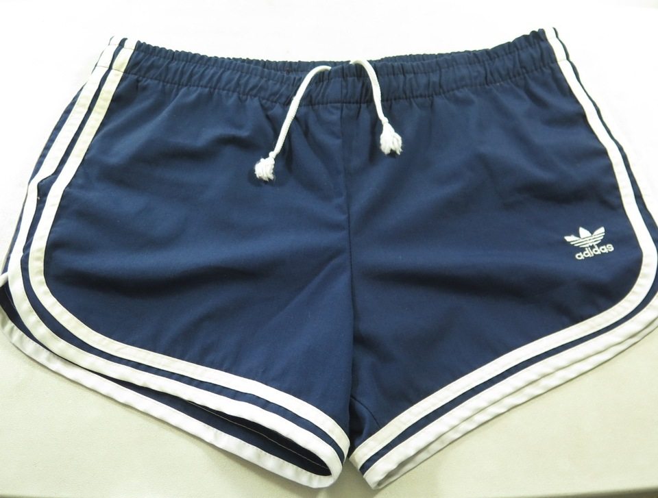 Vintage 80s Adidas Shorts Mens M Stripe Trefoil Blue USA Made | The Clothing Vault
